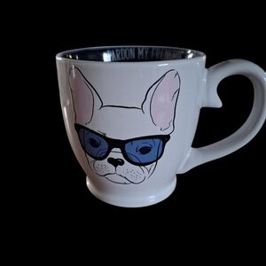 Stylish French Bulldog Mug - White with Blue Accents
